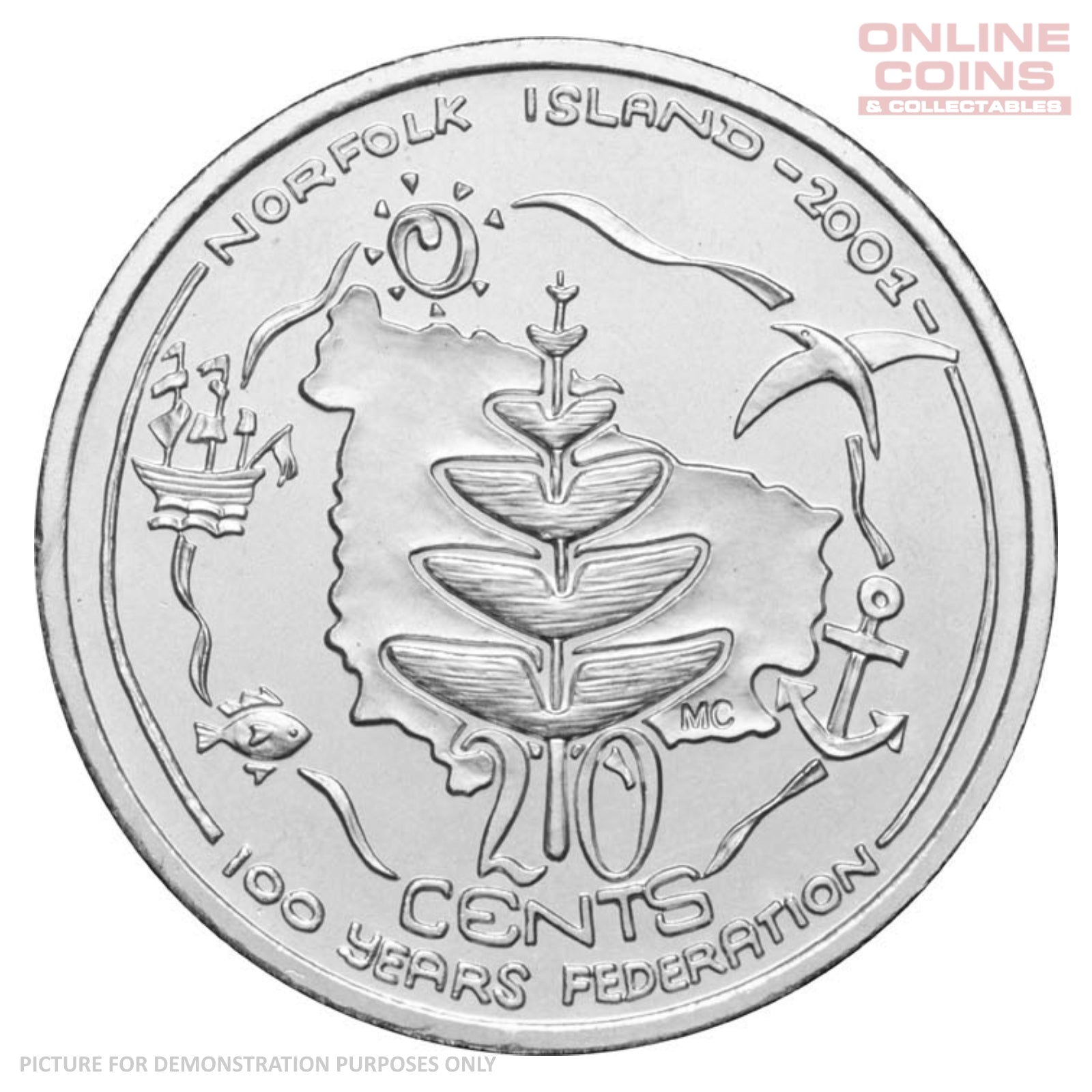 2001 RAM Centenary of Federation 20c Circulating Coin - NORFOLK ISLAND